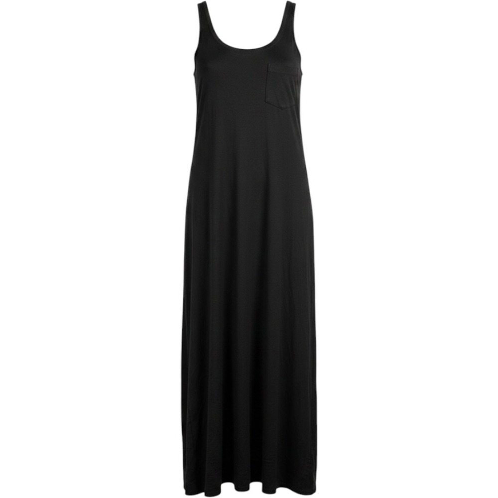 HANRO Cotton Deluxe Long Tank Gown Maxi Dress Pocket Black Size XS Lounge